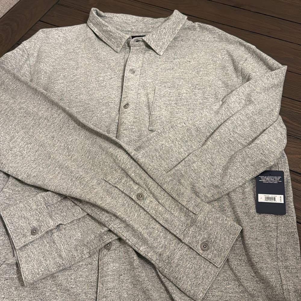 Lucky Brand Tencel Knit Shirt Top Men Sz Large Gray - Picture 2 of 7